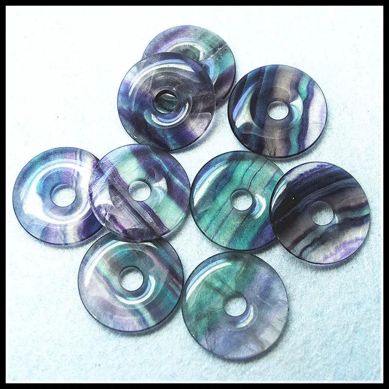 Natural Fluorite Stone Donut 30mm 35mm Purple Good for Jewelry Making