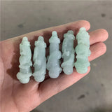 Natural Jade Emerald Tri-coloured Dragon Pillar Pendant DIY Bangle Charm