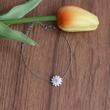 Mother of Pearl Shell Daisy Bracelet 925 Sterling Silver Small Jewelry