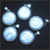 Natural Pearl Pendant with Rhinestone Charm 28mm Silver Beads European