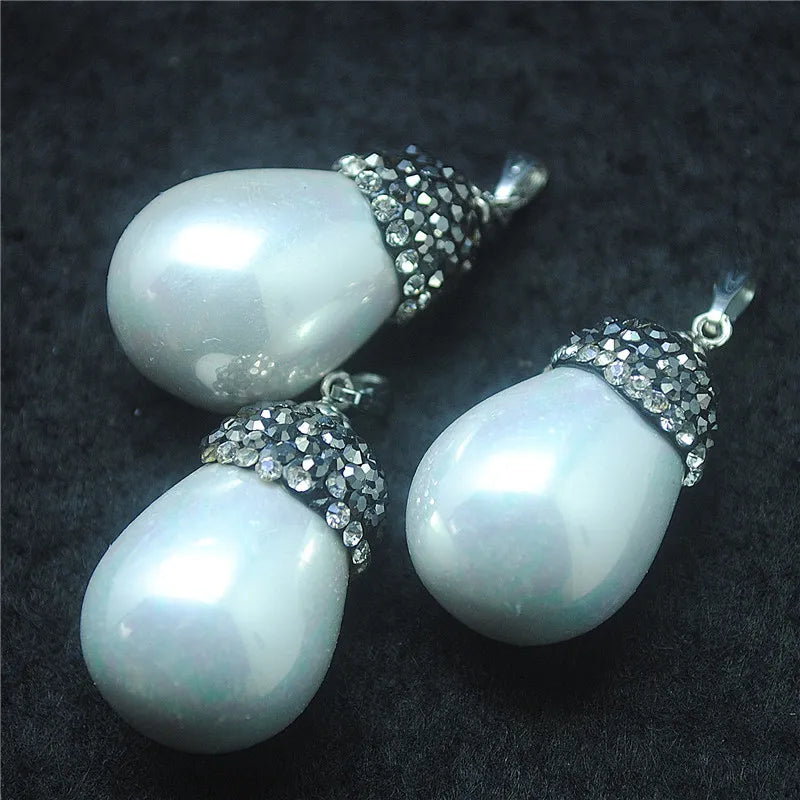 Shell Pendant Mother Of Pearl Necklace Making With Rhinestone