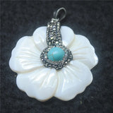 Nature Shell Pendants with Rhinestone Flower Leaf Wing Shape