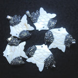 Shell Fish Pendant with Rhinestone for Jewelry Making 30x35mm
