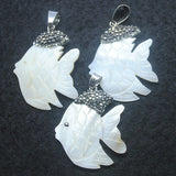 Shell Fish Pendant with Rhinestone for Jewelry Making 30x35mm