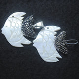Shell Fish Pendant with Rhinestone for Jewelry Making 30x35mm