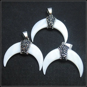 Nature Shell Pendants with Rhinestone Decorations for Earring Making DIY