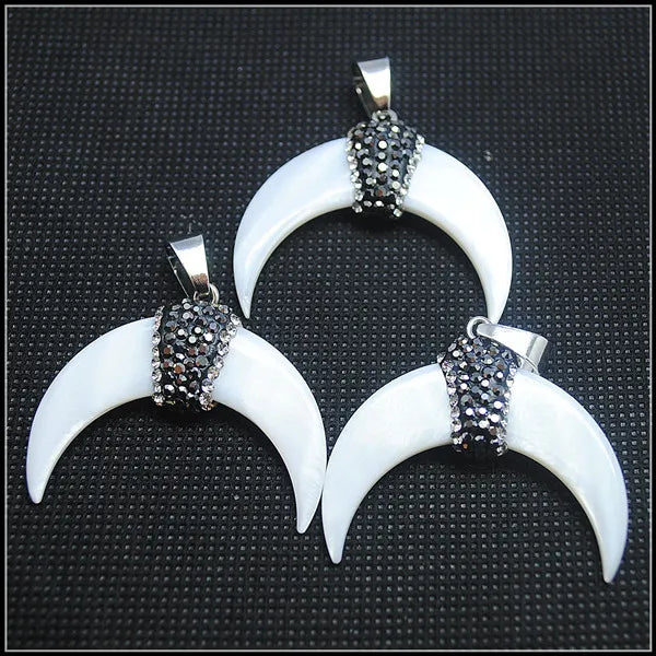 Nature Shell Pendants with Rhinestone Decorations for Earring Making DIY