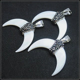 Nature Shell Pendants with Rhinestone Decorations for Earring Making DIY