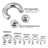 Surgical Steel 0G-8G CBR PA Septum Piercing Jewelry