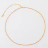 Bling Pink CZ Tennis Choker Necklace for Women Wedding Jewelry