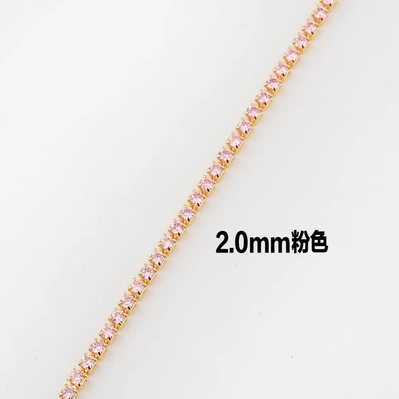 Bling Pink CZ Tennis Choker Necklace for Women Wedding Jewelry
