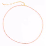 Bling Pink CZ Tennis Choker Necklace for Women Wedding Jewelry