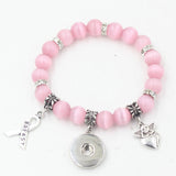 Pink Opal Bead Breast Cancer Ribbon Bracelet