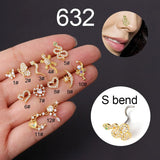 Stainless Steel Flower CZ Nose Stud 20G Nostril Screw Indian Nose Ring Piercing