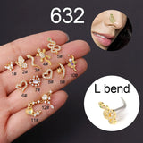 Stainless Steel Flower CZ Nose Stud 20G Nostril Screw Indian Nose Ring Piercing
