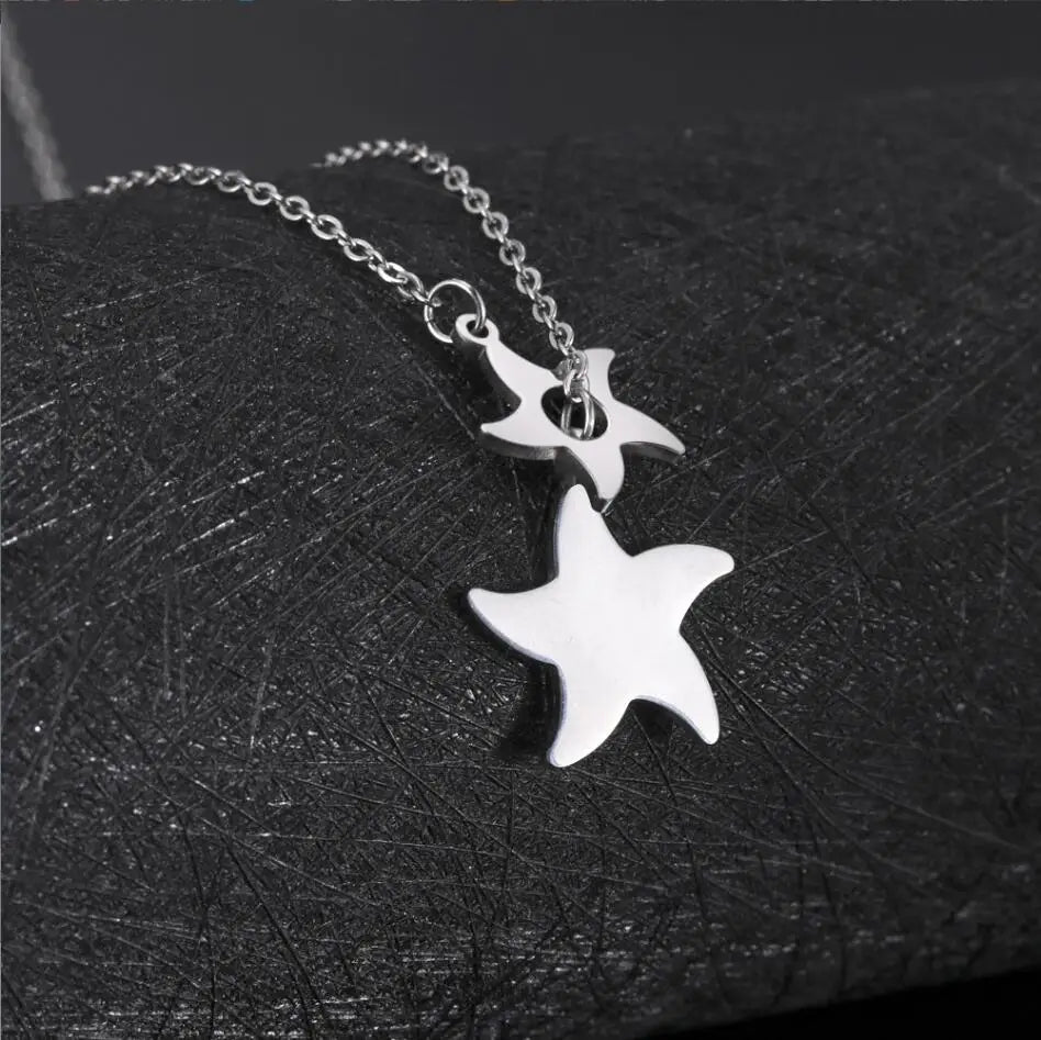 Vintage Starfish Pendant Choker Necklace Stainless Steel