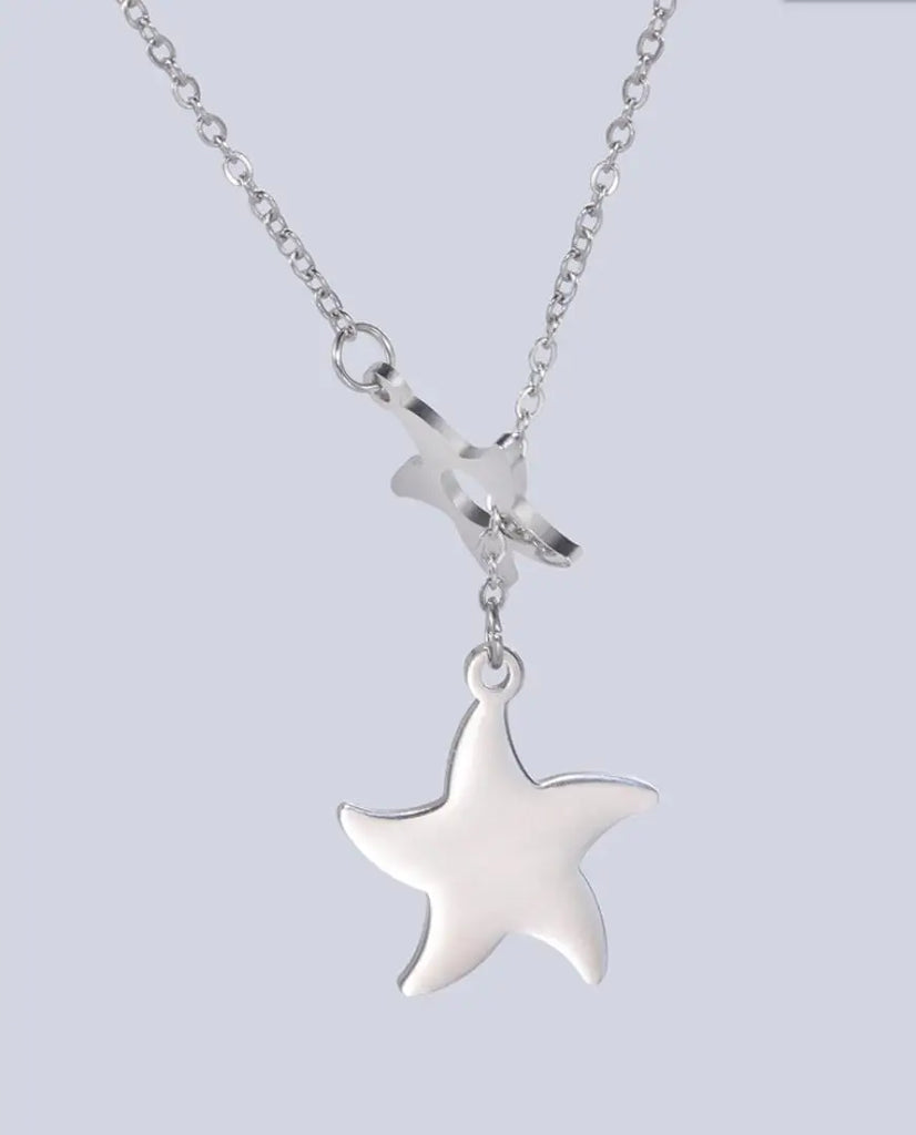 Vintage Starfish Pendant Choker Necklace Stainless Steel