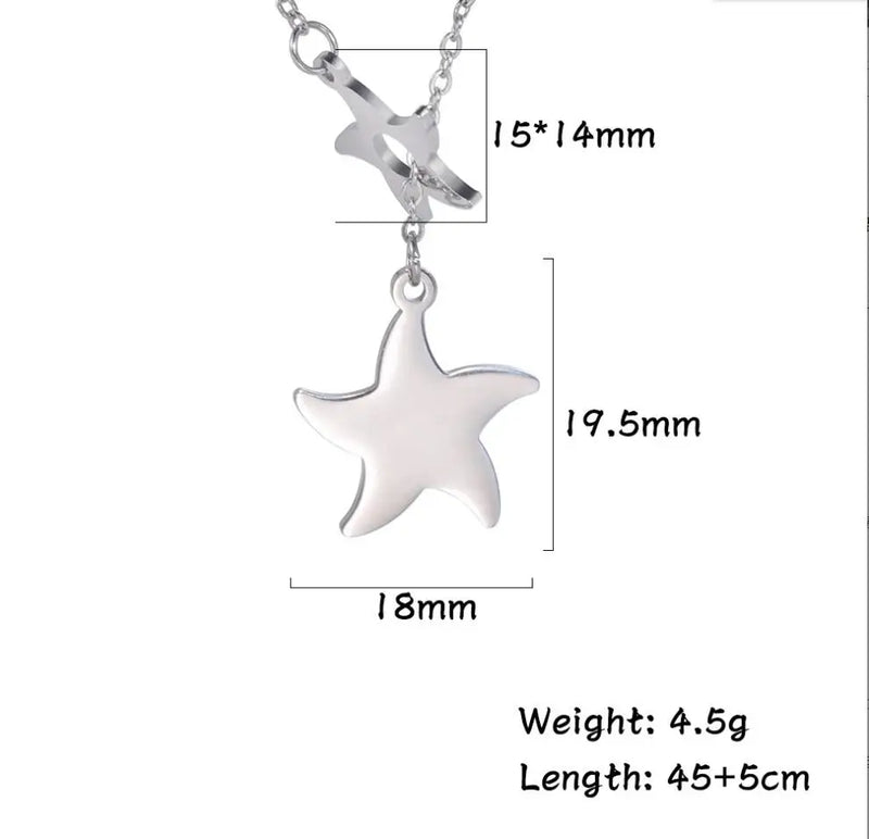 Vintage Starfish Pendant Choker Necklace Stainless Steel