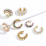 Rhinestone Dangle CZ Cuff Earrings - No Piercing