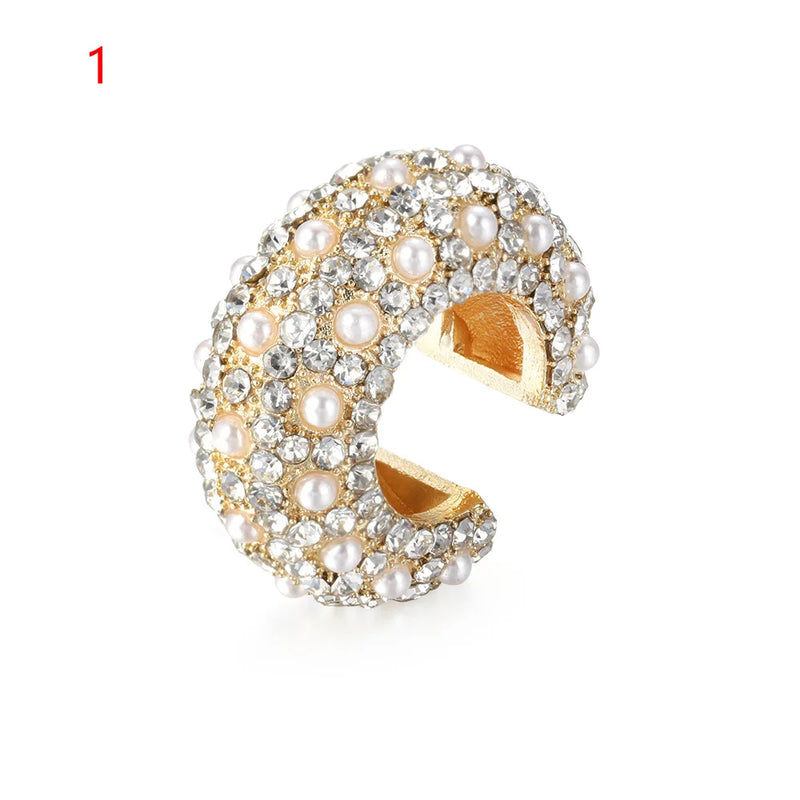 Rhinestone Dangle CZ Cuff Earrings - No Piercing