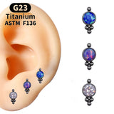 Opal Lip Studs Titanium Earrings Zircon Spiral Body Piercing