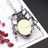 Oval Stone Pendant Rose Quartz Opal Agate Beetle Healing Crystals