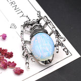 Oval Stone Pendant Rose Quartz Opal Agate Beetle Healing Crystals