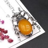 Oval Stone Pendant Rose Quartz Opal Agate Beetle Healing Crystals