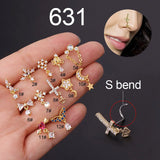 Dangling Nose Ring Indian Nose Ring Stainless Steel with Charm