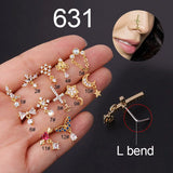 Dangling Nose Ring Indian Nose Ring Stainless Steel with Charm