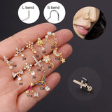 Dangling Nose Ring Indian Nose Ring Stainless Steel with Charm