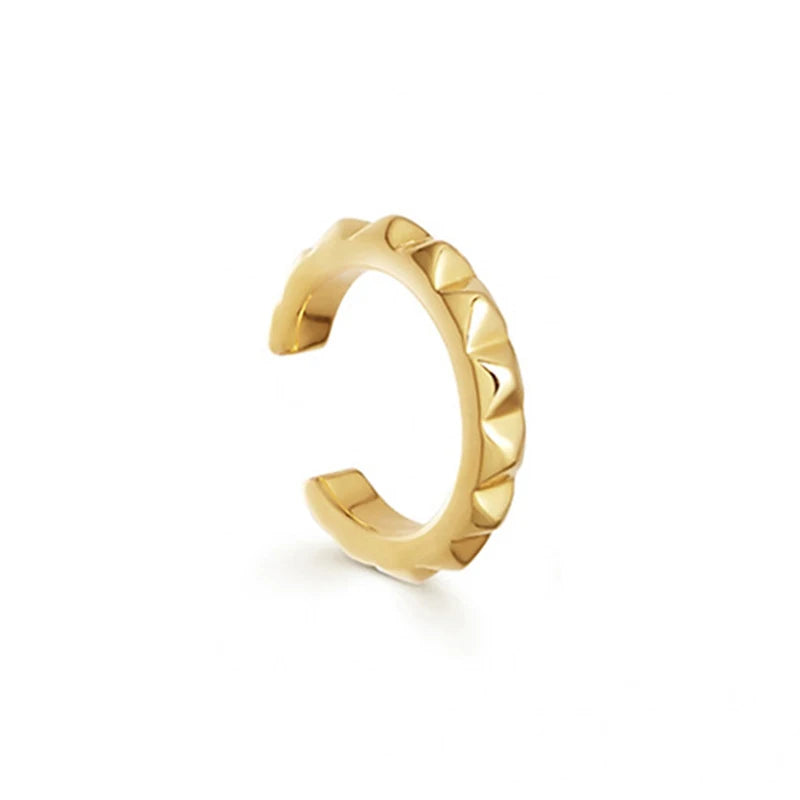 24K Gold/925 Silver Clip Earrings Ear Cuff for Women