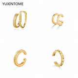 24K Gold/925 Silver Clip Earrings Ear Cuff for Women