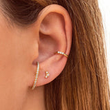 24K Gold/925 Silver Ear Cuff Earrings Crystal Clip On No Piercing