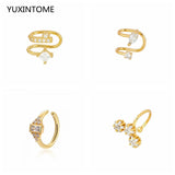 24K Gold/925 Silver Ear Cuff Earrings Crystal Clip On No Piercing