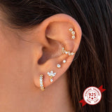 24K Gold/925 Silver Ear Cuff Earrings Crystal Clip On No Piercing