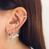 24K Gold/925 Silver Ear Cuff Earrings Crystal Clip On No Piercing