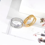 24K Plated Multilayer Cross Rings for Women Crystal Finger Jewelry