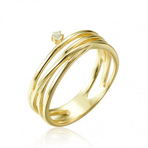 24K Plated Multilayer Cross Rings for Women Crystal Finger Jewelry