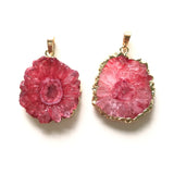 Plated Colorful Sunflower Agate Druzy Charm Pendant for Jewelry Making