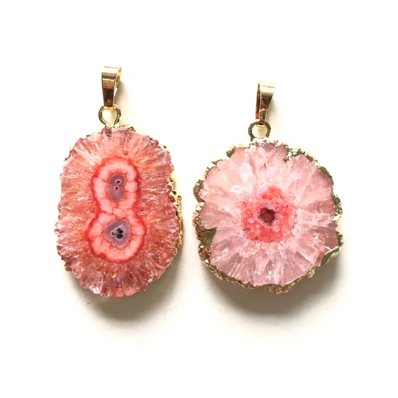Plated Colorful Sunflower Agate Druzy Charm Pendant for Jewelry Making