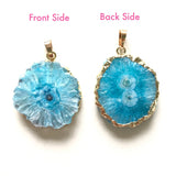 Plated Colorful Sunflower Agate Druzy Charm Pendant for Jewelry Making