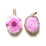 Plated Colorful Sunflower Agate Druzy Charm Pendant for Jewelry Making