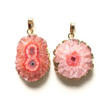 Plated Colorful Sunflower Agate Druzy Charm Pendant for Jewelry Making