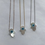 12mm Eyes Hand Charm Mother of Pearl Shell Necklace