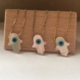 12mm Eyes Hand Charm Mother of Pearl Shell Necklace