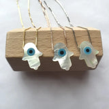 12mm Eyes Hand Charm Mother of Pearl Shell Necklace