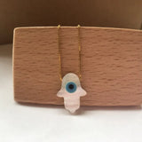 12mm Eyes Hand Charm Mother of Pearl Shell Necklace