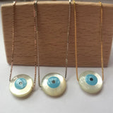 12mm Round Eyes Charm Mother of Pearl Shell Necklace