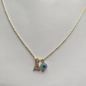 1PC A CZ Eye Charm Chain S925 Silver Necklace